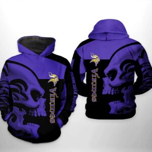 Minnesota Vikings NFL Skull 3D All Over Print, NFL Hoodie