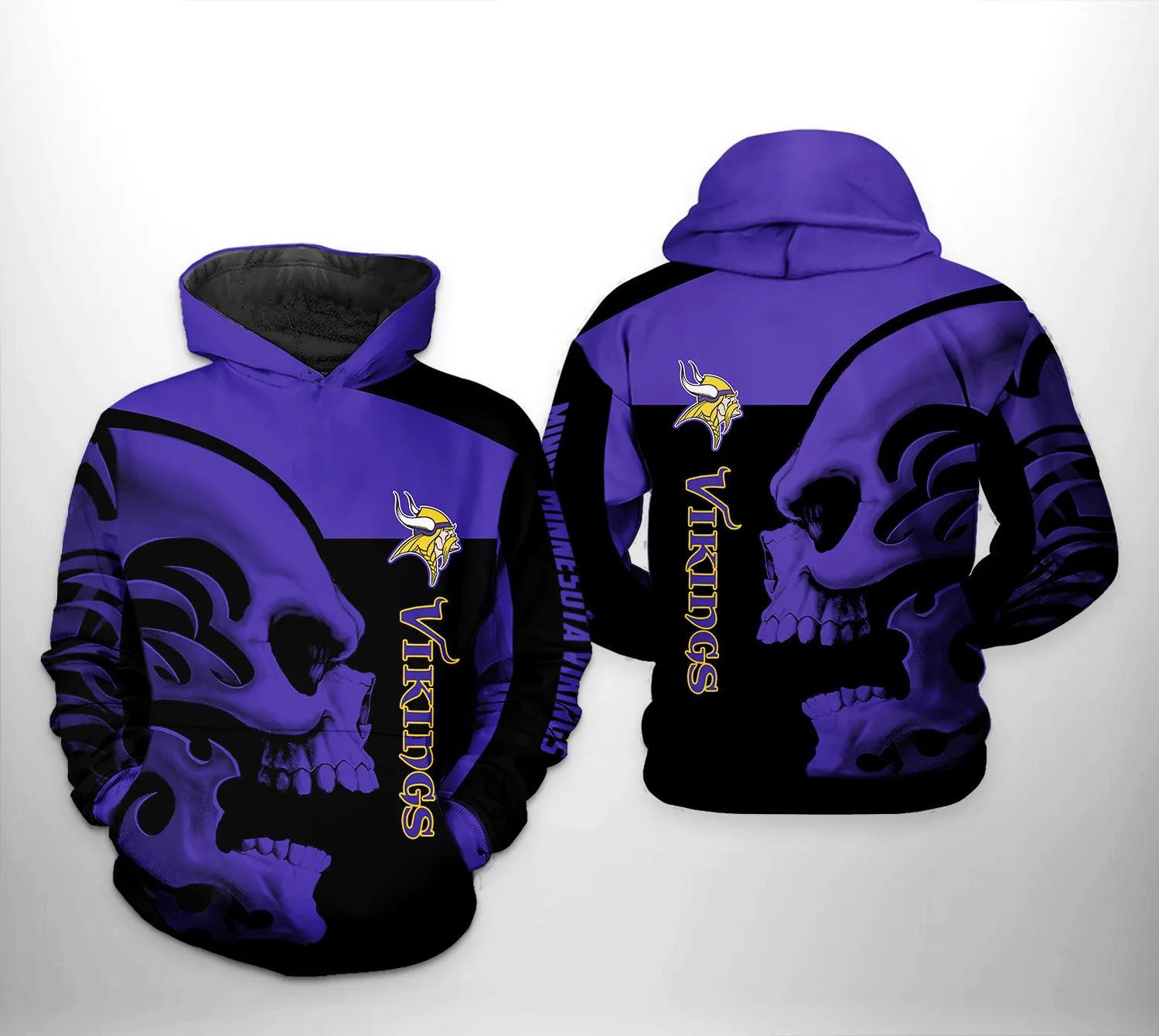 Minnesota Vikings NFL Skull 3D All Over Print, NFL Hoodie Minnesota Vikings NFL Skull 3D All Over Print, NFL Hoodie