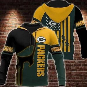 NFL Green Bay Packers American Flag 3D Hoodie, NFL Hoodie