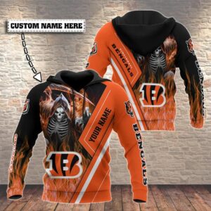 Cincinnati Bengals Skeleton NFL 3D Hoodie, NFL Hoodie