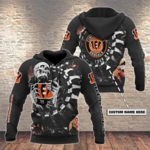 Cincinnati Bengals Skeleton Personalized 3D Hoodie, NFL Hoodie