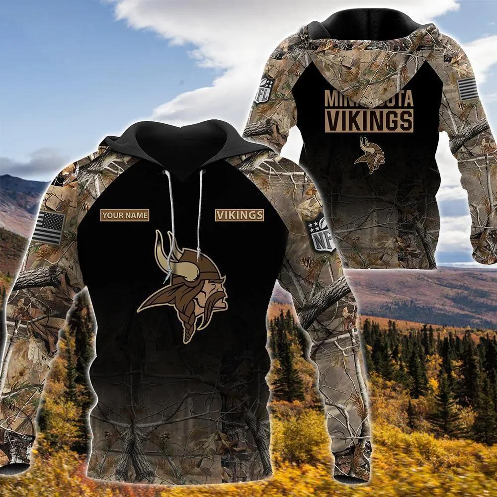 Minnesota Vikings Personalized Hunting Camo 3D Hoodie, NFL Hoodie Minnesota Vikings Personalized Hunting Camo 3D Hoodie, NFL Hoodie