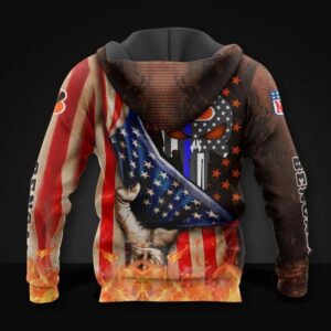 Cincinnati Bengals Skull American Flag All Over Print Hoodie, NFL Hoodie