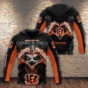 Cincinnati Bengals Skull Personalized 3D Hoodie, NFL Hoodie