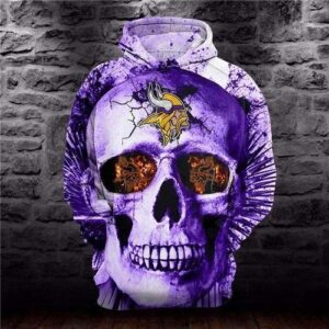 Minnesota Vikings Purple Skull Graphic 3D Hoodie, NFL Hoodie