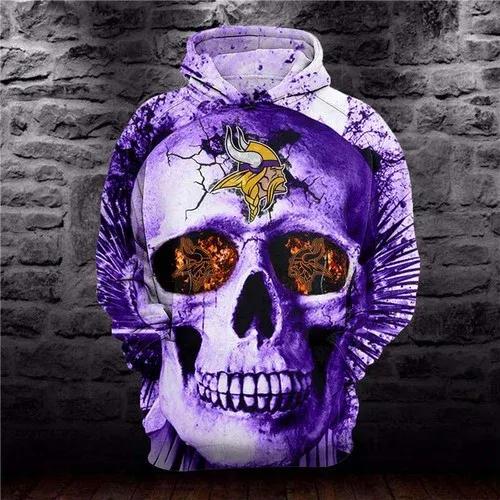Minnesota Vikings Purple Skull Graphic 3D Hoodie, NFL Hoodie Minnesota Vikings Purple Skull Graphic 3D Hoodie, NFL Hoodie