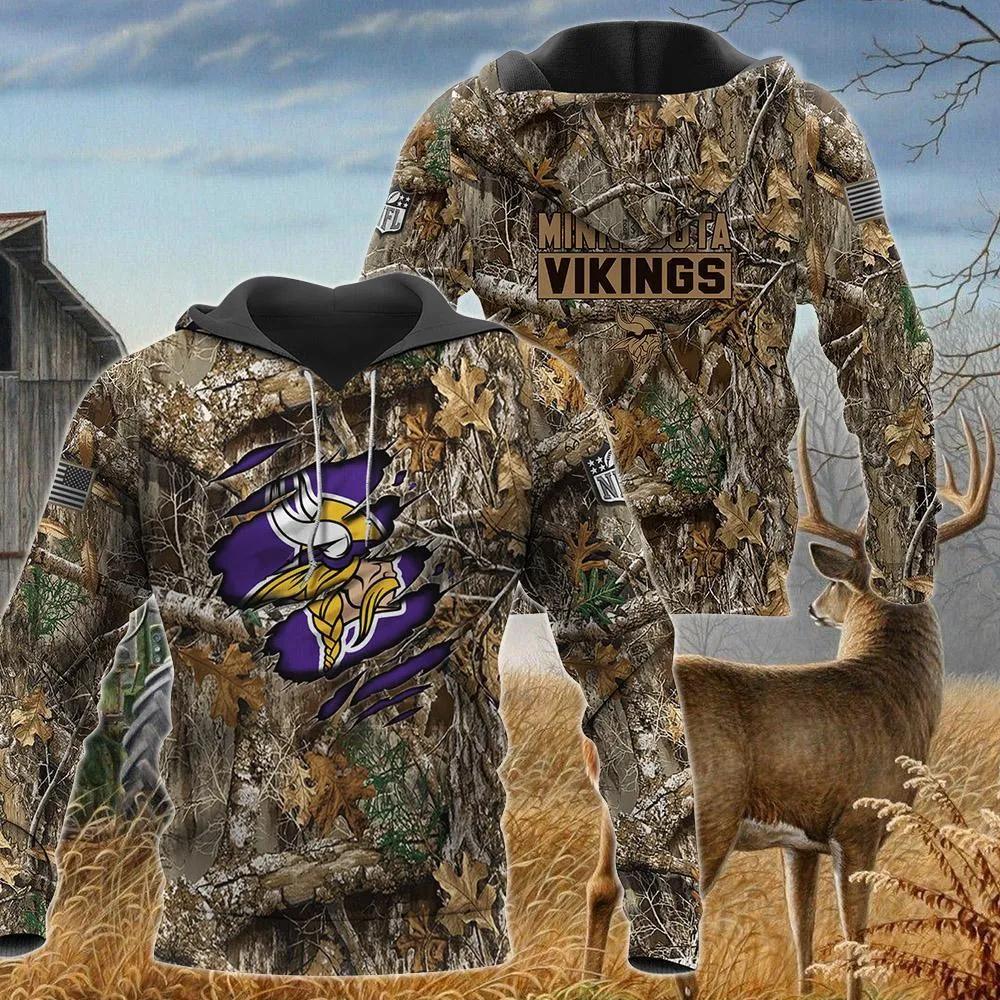 Minnesota Vikings Realtree Hunting Camo 3D Hoodie, NFL Hoodie Minnesota Vikings Realtree Hunting Camo 3D Hoodie, NFL Hoodie