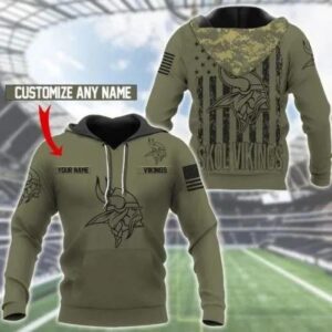 Minnesota Vikings Skol Vikings Us Army Pattern 3D Hoodie, NFL Hoodie