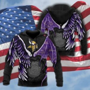 Minnesota Vikings Wings 3D Hoodie, NFL Hoodie