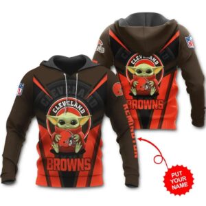Cleveland Browns Baby Yoda Personalized All Over Hoodie, NFL Hoodie
