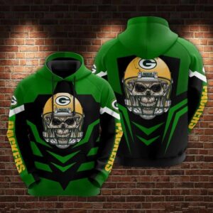 NFL Green Bay Packers Skull 3D Hoodie, NFL Hoodie