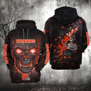 Cleveland Browns Lava Skull 3D Hoodie, NFL Hoodie