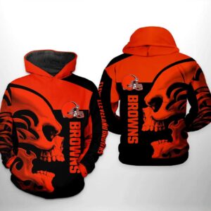 Cleveland Browns NFL Skull 3D Hoodie, NFL Hoodie