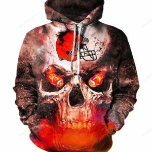 Cleveland Browns Orange Skull 3D Hoodie, NFL Hoodie
