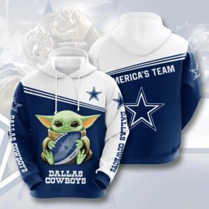 NFL Baby Yoda Hug Dallas Cowboys 3D Hoodie, NFL Hoodie