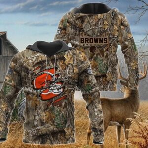 Cleveland Browns Realtree Hunting Camo 3D Hoodie, NFL Hoodie