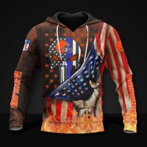 Cleveland Browns Skull American Flag All Over Print Hoodie, NFL Hoodie