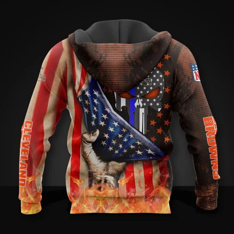 Cleveland Browns Skull American Flag All Over Print Hoodie, NFL Hoodie Cleveland Browns Skull American Flag All Over Print Hoodie, NFL Hoodie