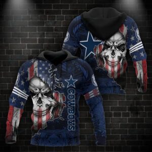 Dallas Cowboys American Flag Skull 3D Hoodie, NFL Hoodie