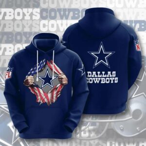 Dallas Cowboys Blood Inside Me Heart American Flag 3D Hoodie, NFL Hoodie