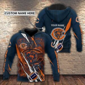 NFL Chicago Bears Big Logo Personalized 3D Hoodie, NFL Hoodie