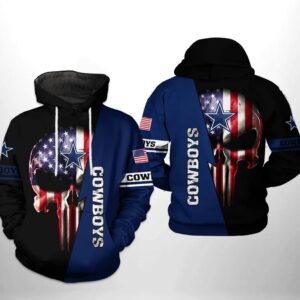 Dallas Cowboys NFL Punisher Skull US Flag 3D Hoodie, NFL Hoodie