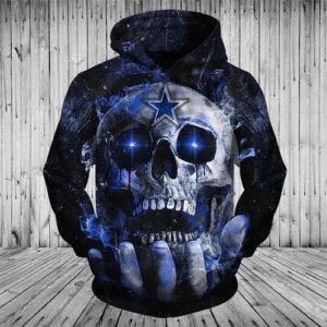 Dallas Cowboys Neon Skull 3D Hoodie, NFL Hoodie