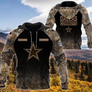 Dallas Cowboys Personalized Hunting Camo 3D Hoodie, NFL Hoodie