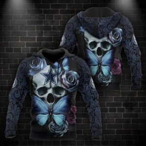 Dallas Cowboys Skull Butterfly 3D Hoodie, NFL Hoodie
