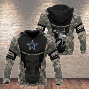 Dallas Cowboys Skull Camo 3D Hoodie, NFL Hoodie