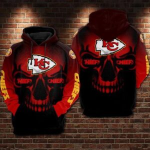 NFL Kansas City Chiefs Skull 3D Hoodie 2, NFL Hoodie