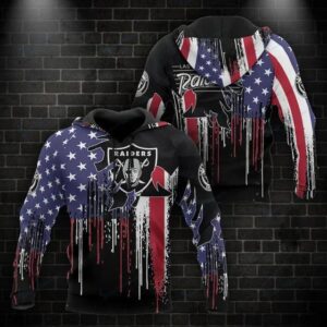 NFL Las Vegas Raiders American Flag 3D Hoodie, NFL Hoodie