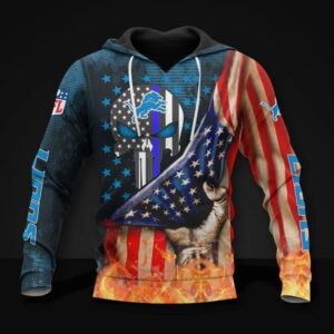 Detroit Lions American Flag All Over Print Hoodie, NFL Hoodie