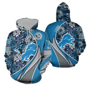 Detroit Lions Football Flower 3D Hoodie, NFL Hoodie