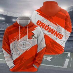 NFL Cleveland Browns Logo 3D Hoodie 5, NFL Hoodie