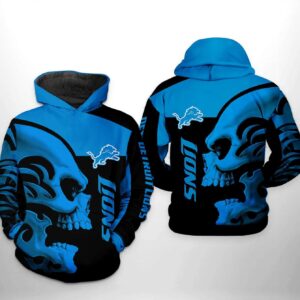 Detroit Lions NFL Skull 3D Hoodie, NFL Hoodie
