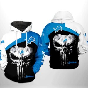 Detroit Lions NFL Skull Punisher 3D Hoodie, NFL Hoodie