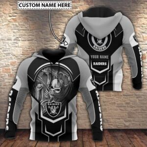 NFL Las Vegas Raiders Skeleton Personalized 3D Hoodie, NFL Hoodie