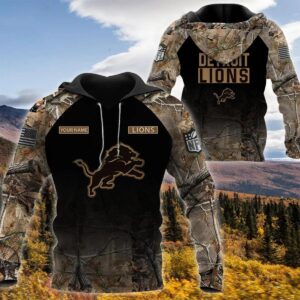 Detroit Lions Personalized Hunting Camo 3D Hoodie, NFL Hoodie