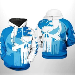 Detroit Lions Punisher Skull 3D Hoodie, NFL Hoodie