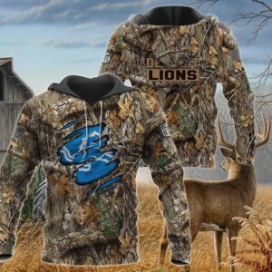 Detroit Lions Realtree Hunting Camo 3D Hoodie, NFL Hoodie