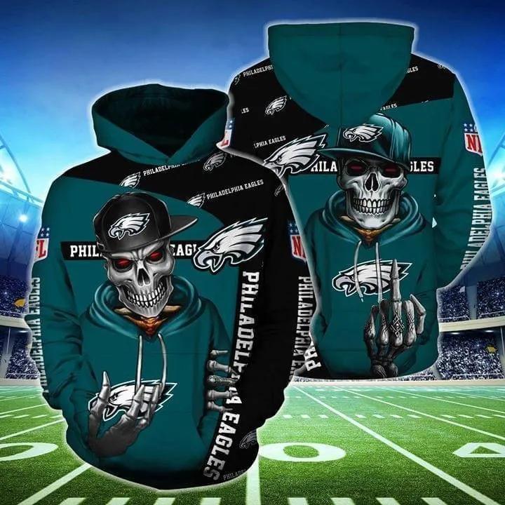 Eagles Philadelphia Hip Hop Skull 3D Hoodie, NFL Hoodie Eagles Philadelphia Hip Hop Skull 3D Hoodie, NFL Hoodie