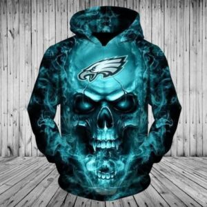 Eagles Philadelphia Skull Fire 3D Hoodie, NFL Hoodie