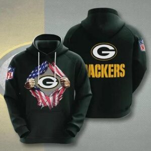 Green Bay Packers Blood Inside Me Heart 3D Hoodie, NFL Hoodie