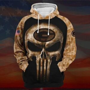 Green Bay Packers Camouflage Skull 3D Hoodie, NFL Hoodie
