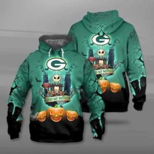 Green Bay Packers Jack Skellington Halloween 3D Hoodie, NFL Hoodie