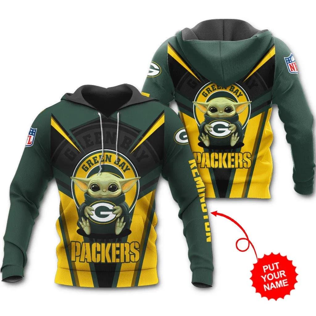 Green Bay Packers Personalized Baby Yoda Hoodie All Over Printed, NFL Hoodie Green Bay Packers Personalized Baby Yoda Hoodie All Over Printed, NFL Hoodie