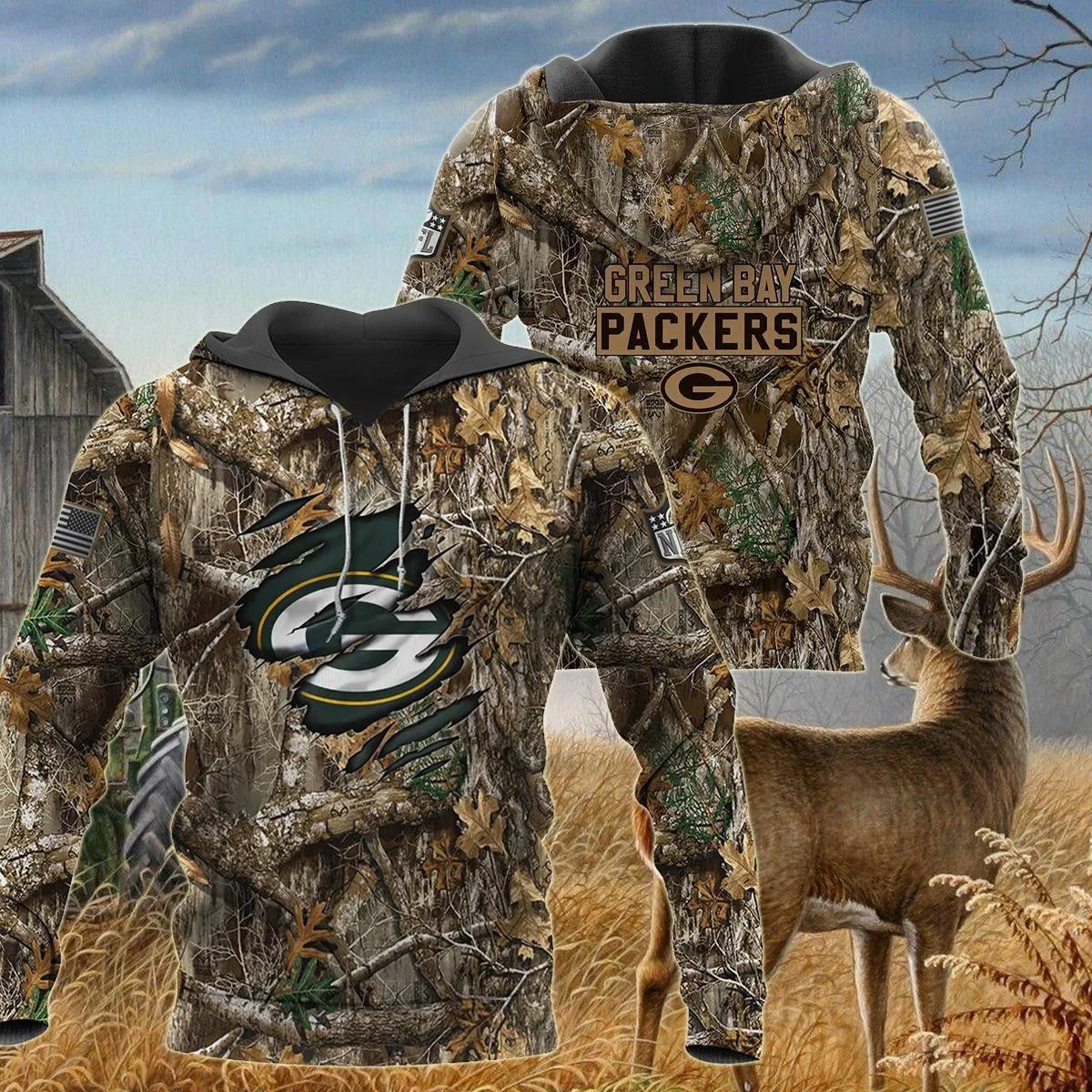 Green Bay Packers Realtree Hunting Camo 3D Hoodie, NFL Hoodie Green Bay Packers Realtree Hunting Camo 3D Hoodie, NFL Hoodie