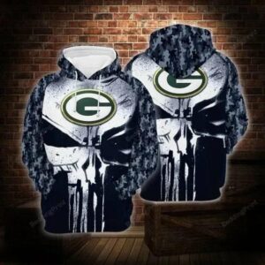Green Bay Packers Skull Camo Pattern 3D Hoodie, NFL Hoodie