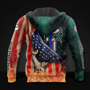 Green Bay Packers Skull American Flag All Over Print Hoodie, NFL Hoodie
